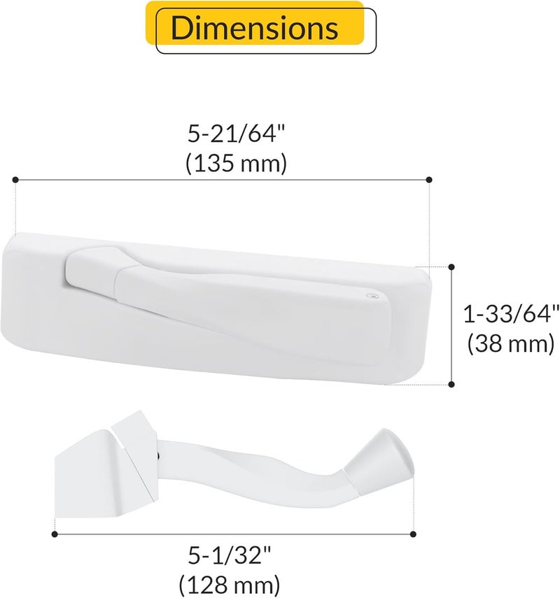 Brixwell 37-215-3 Encore Tango Fold Handle/Cover White 5-21/64in Cover Length 5-1/32in Handle Length Plastic Cover Metal Handle Left Type - Image 2